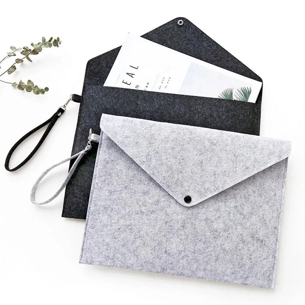 Folder Business Briefcases Organizer Storage Bag  A4 Wool Felt File Set of 2pcs